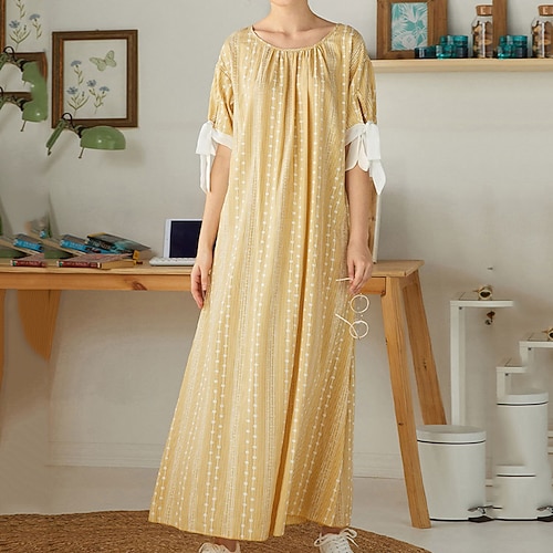 

Women's Pajamas Nightgown Nighty Dot Simple Comfort Home Street Cotton Crew Neck Short Sleeve Spring Summer Green Blue