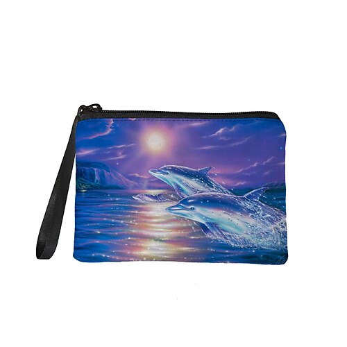 

Unisex Coin Purse Cosmetic Bag Pencil Cases Polyester Zipper Print 3D Shopping Daily Black