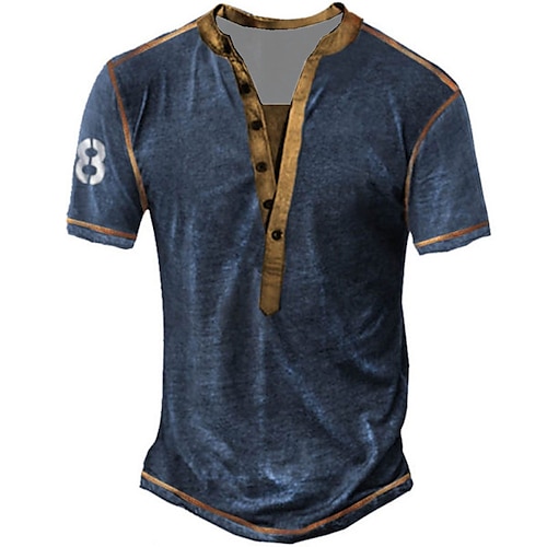 

Men's Henley Shirt Tee T shirt Tee 3D Print Graphic Patterned Plus Size Henley Daily Sports Button-Down Print Short Sleeve Tops Designer Basic Classic Comfortable Green Black Gray / Summer / Summer