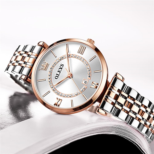 

OLEVS Quartz Watch for Women Analog Quartz Stylish Elegant Waterproof Calendar Titanium Alloy Stainless Steel Creative