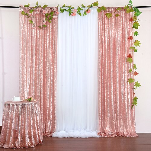 

Rose Gold Sequin Backdrop Curtain White, 1 Pcs Glitter Backdrop Curtain for Parties, Christmas, Wedding, Party Decoration