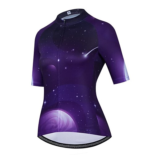 

21Grams Women's Cycling Jersey Short Sleeve Bike Top with 3 Rear Pockets Mountain Bike MTB Road Bike Cycling Breathable Quick Dry Moisture Wicking Reflective Strips Purple Galaxy Polyester Spandex