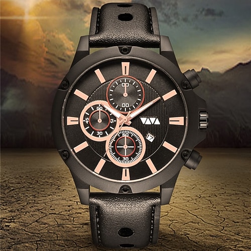 

Men'S Sports Shock-Resistant Calendar Quartz Watch Va-202 Large Round Hole Breathable Belt Watch Men Men Watches