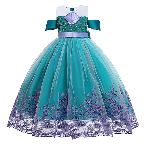 

The Little Mermaid Fairytale Mermaid Dress Girls' Movie Cosplay Cosplay Green Purple Blue Dress Children's Day Polyester / Cotton Blend Polyster