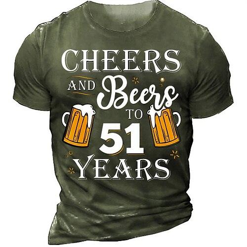 

Men's Unisex T shirt 3D Print Graphic Prints Beer Letter Crew Neck Street Daily Print Short Sleeve Tops Casual Designer Big and Tall Sports Green Navy Blue