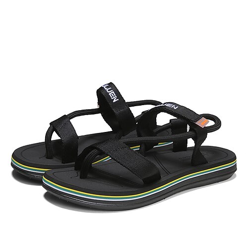

Men's Sandals Casual Classic Daily Outdoor PU Elastic Fabric Black Brown Blue Spring Summer