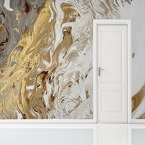

Abstract Marble Wallpaper Mural Yellow Grey Marble Wall Covering Sticker Peel and Stick Removable PVC/Vinyl Material Self Adhesive/Adhesive Required Wall Decor for Living Room, Kitchen, Bathroom