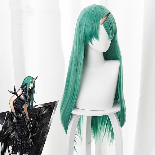 

Arknights Cosplay Cosplay Wigs Women's With Ponytail 31 inch Heat Resistant Fiber kinky Straight Green Teen Adults' Anime Wig