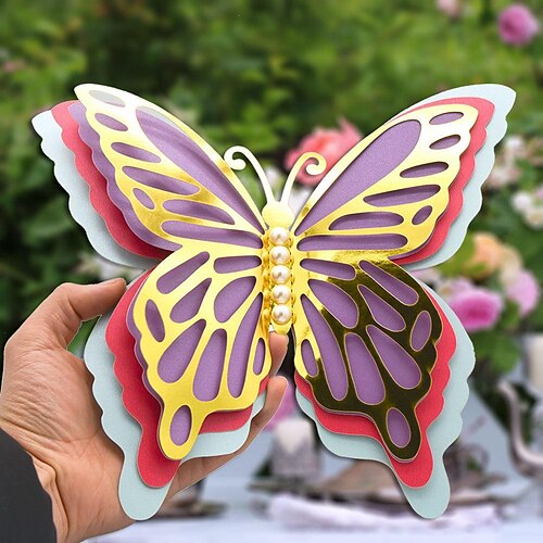 

Perle hohl schmetterling wandaufkleber 3d vierschicht schmetterling hochzeitsfest schmetterling dekoration aufkleber