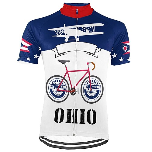 

21Grams Men's Cycling Jersey Short Sleeve Bike Top with 3 Rear Pockets Mountain Bike MTB Road Bike Cycling Breathable Quick Dry Moisture Wicking Reflective Strips Royal Blue Dark Blue Blue Graphic