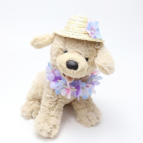 

Pet Dog Hawaiian Costume, Includes Puppy Dog's Cool Summer Clothes, Funny Cute Dog Retro Fashion a Colorful Wreath for Small to Medium Dog