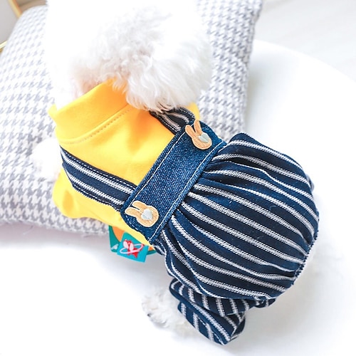 

Dog Cat Jumpsuit Stripes Adorable Cute Dailywear Casual / Daily Dog Clothes Puppy Clothes Dog Outfits Soft Yellow Costume for Girl and Boy Dog Polyester XS S M L XL