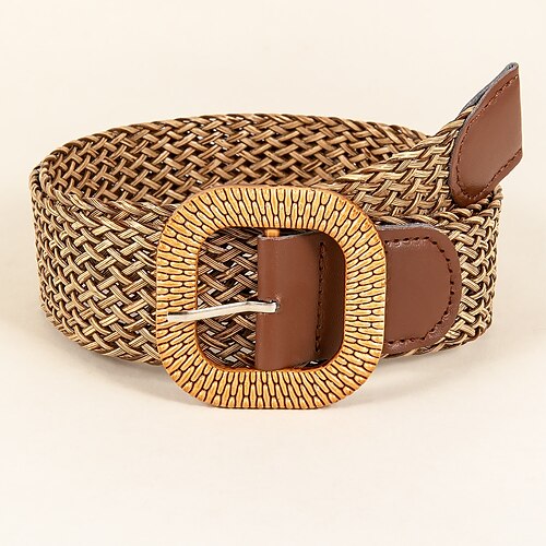 

Women's Belt Straw Khaki Wide Belt Office Date Pure Color / Spring / Summer / Fall / Winter