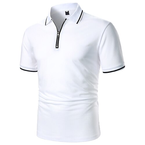 

Men's Golf Shirt Dress Shirt Casual Shirt Shirt Print Curve Button Down Collar Casual Daily Color Block Button-Down Short Sleeve Tops Simple Color Block Casual Fashion White