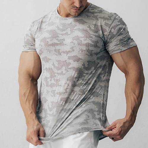 

Men's Hiking Tee shirt Short Sleeve Tee Tshirt Top Outdoor Breathable Quick Dry Lightweight Summer White camouflage Deep camouflage Red Climbing Camping / Hiking / Caving Traveling