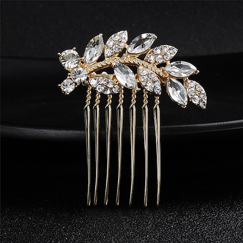 

1pc Women's Hair Combs Hairpin For Wedding Party Evening Gift Birthday Party Leaf Classic Rhinestone Alloy Silver Golden