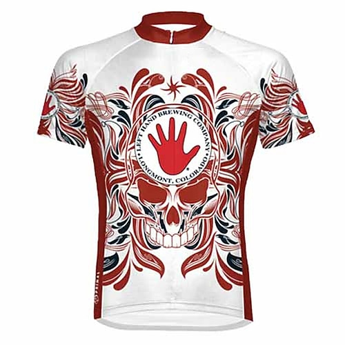 

21Grams Men's Cycling Jersey Short Sleeve Bike Top with 3 Rear Pockets Mountain Bike MTB Road Bike Cycling Breathable Quick Dry Moisture Wicking Reflective Strips White Skull Polyester Spandex Sports