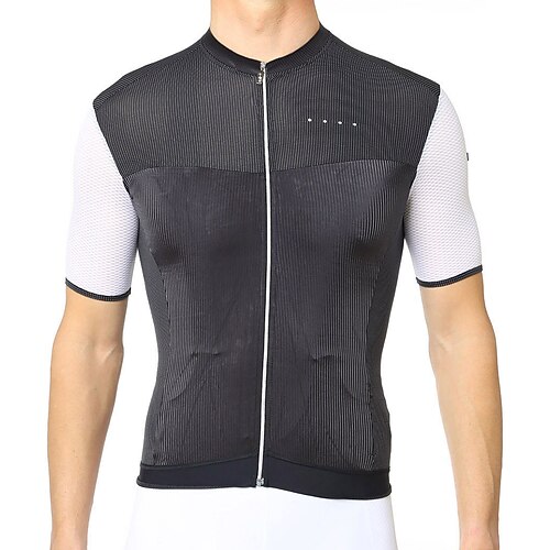 

21Grams Men's Cycling Jersey Short Sleeve Bike Top with 3 Rear Pockets Mountain Bike MTB Road Bike Cycling Breathable Quick Dry Moisture Wicking Reflective Strips Black White Color Block Polyester