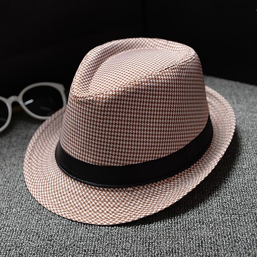 

Unisex Hat Bucket Hat Black And White Pink Yellow Party Daily Pure Color Houndstooth Sun Protection Fashion