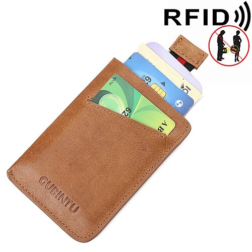 

Ultra-thin Leather Drawer with Anti-magnetic Card Sleeve Multifunctional Rfid Cowhide Card