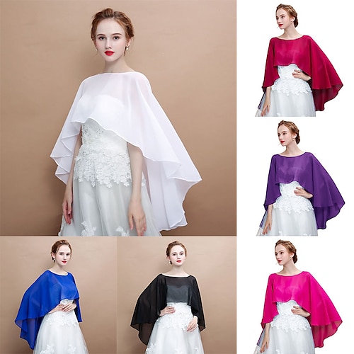 

Women Solid Cloak Ladies Soft Wedding Capes Wedding Jacket Wraps Chiffon Shrug Bridal Long Shawl and Wraps Evening Wedding Cover Up