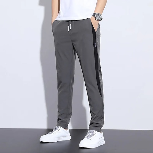

Men's Joggers Chinos Trousers Casual Pants Pocket Drawstring Elastic Waist Solid Color Comfort Breathable Full Length Casual Daily Weekend Casual Chino Slim Black Light Green Stretchy