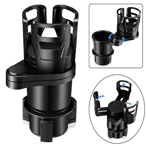 

Dual Cup Holder Expander for Car 2-in-1 Car Cup Holder with Adjustable Base 360 Rotating Dual Car Cup Holder Multifunctional Car Cup Holder