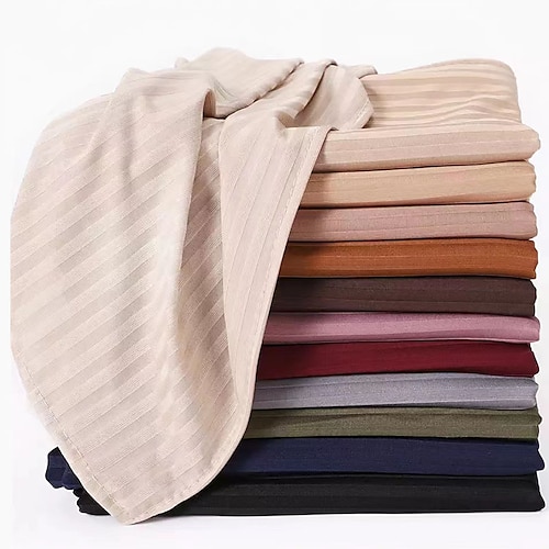 

17570 cm blødt stretch hoved wrap tørklæder lange turban wrap slips til kvinder elastisk åndbar muslim almindelig stribet printe jersey hijab tørklæder