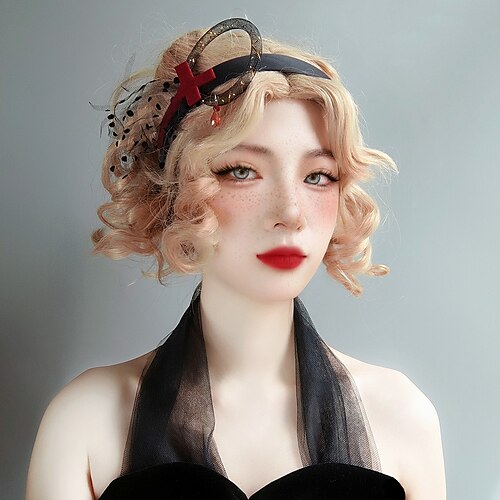 

Sweet And Cool Babes Mesh Hair Accessories Hair Ring Subculture Goth Punk Style Cross Hair Hoop Headgear