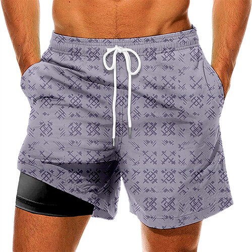 

Men's Swim Trunks Swim Shorts Quick Dry Board Shorts Bathing Suit with Pockets Compression Liner Drawstring Swimming Surfing Beach Water Sports Printed Summer / Stretchy