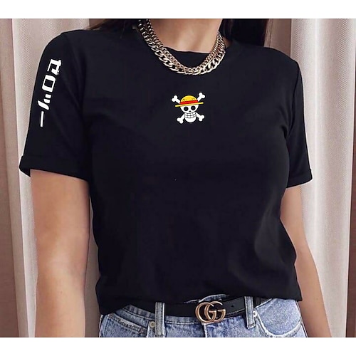 

Inspired by One Piece Monkey D. Luffy T-shirt Anime 100% Polyester Anime Harajuku Graphic Kawaii T-shirt For Men's / Women's / Couple's