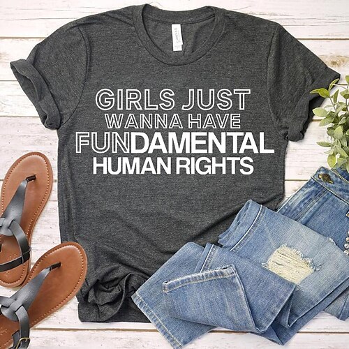 

Women's T shirt Tee Vote Ruthless Pro Roe 1973 Feminist Casual Daily T shirt Tee Short Sleeve Round Neck Basic Essential Black Light Grey Dark Grey S