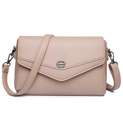 

Women's Sling Bags Crossbody Bag Shoulder Bag PU Leather Buttons Zipper Solid Color Daily Outdoor Black Pink Khaki Red