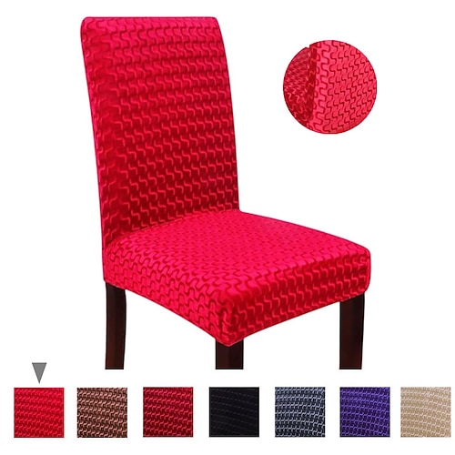 

1 Piece Stretch Spandex Jacquard Velvet Dining Chair Cover Protector Cover Seat Slipcover with Elastic Band for Dining Room Wedding Ceremony Banquet Hotel Home Decor