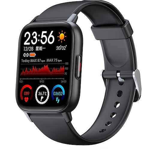 

QS16 Smart Watch 1.69 inch Smartwatch Fitness Running Watch Bluetooth Temperature Monitoring Pedometer Call Reminder Heart Rate Monitor Sedentary Reminder Compatible with Android iOS IP 67 Men Touch