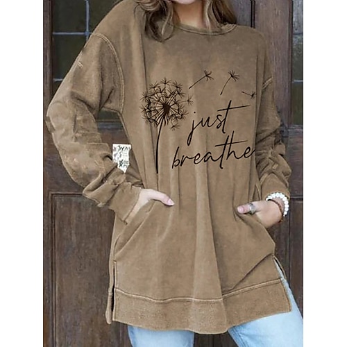 

Women's Sweatshirt Tee / T-shirt Print Crew Neck Letter & Number Sport Athleisure Shirt Long Sleeve Warm Breathable Soft Comfortable Everyday Use Street Casual Athleisure Daily Outdoor