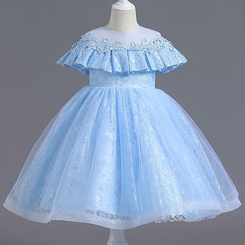 

Kids Little Girls' Dress Solid Colored Tulle Dress Party Daily Beaded Gray Dusty Rose Champagne Knee-length Sleeveless Princess Cute Dresses Spring Summer Slim 3-12 Years