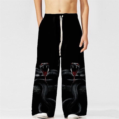

Kids Boys Pants Black Animal Drawstring Spring Summer 3D Print Street 3-10 Years
