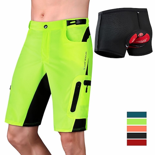 

WOSAWE Men's Mountain Bike Shorts with Removable 3D Padded Underwear Cycling MTB Shorts Summer Polyester Bike Padded Shorts / Chamois MTB Shorts Bottoms with Zip Pockets Breathable