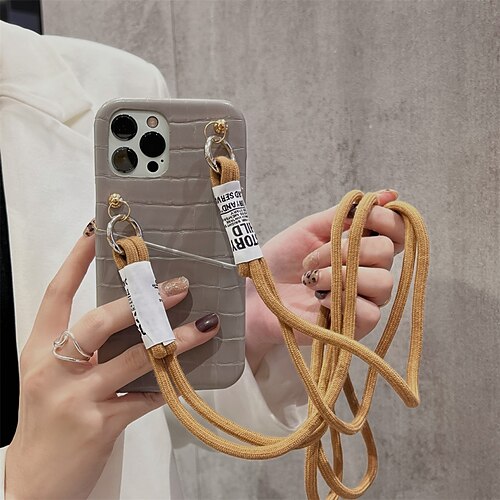 

Phone Case For Apple Leather iPhone 13 Pro Max 12 11 SE 2022 X XR XS Max 8 7 Dustproof with Removable Cross Body Strap anti-drop Solid Colored TPU