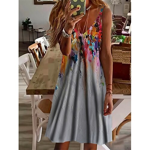 

Women's Shift Dress Short Mini Dress Blue Yellow Red Sleeveless Floral Print Spring Summer Spaghetti Strap Casual Vacation 2022 S M L XL XXL 3XL