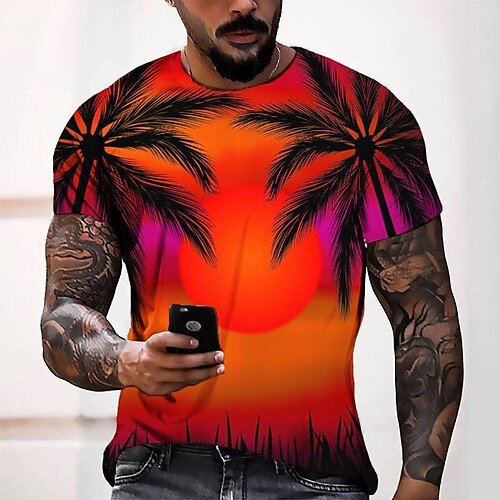 

Men's T shirt Tee Tee Graphic Round Neck Green Blue Purple Orange Red 3D Print Casual Daily Short Sleeve 3D Print Clothing Apparel Fashion Cool Designer Comfortable / Summer / Summer