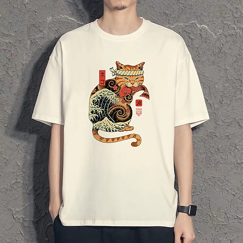 

Inspired by Ukiyo The Floating World Cat Samurai T-shirt Cartoon Manga Anime Harajuku Graphic Kawaii T-shirt For Men's Women's Unisex Adults' Hot Stamping 100% Polyester