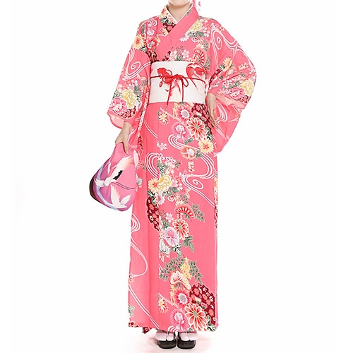 

Adultos Mujer japonés tradicional Yukata Túnica Kimono Para Fiesta Poliéster Mascarada Abrigo de kimono Cinturón