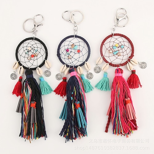 

Summer Dream Catcher Car Hanging Keychain Handmade Gift with Tassel Wall Hanging Car Interior Accessories Decor Hook Flower Wind Chimes Boho Style Home Pendant 6.724cm