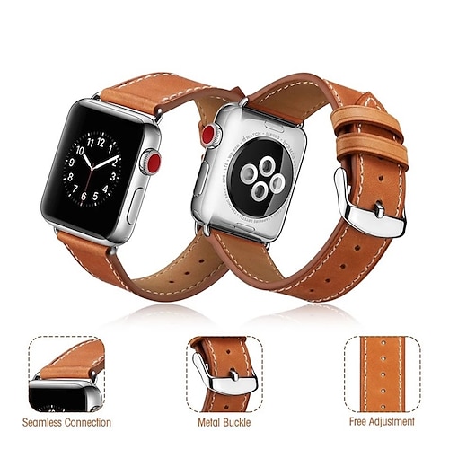 

1PC Smart Watch Band Compatible with Apple iWatch Series SE / 6/5/4/3/2/1 Leather Loop for iWatch Smartwatch Strap Wristband Genuine Leather Adjustable Quick Release Rugged