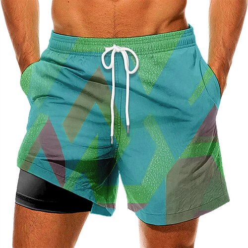 

Men's Swim Trunks Swim Shorts Quick Dry Board Shorts Bathing Suit with Pockets Compression Liner Drawstring Swimming Surfing Beach Water Sports Printed Summer / Stretchy