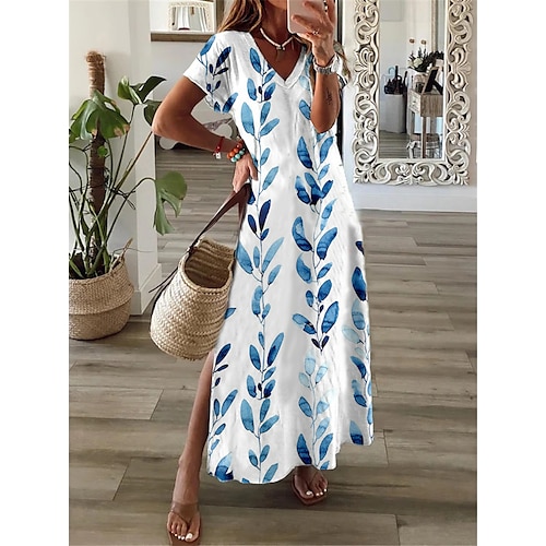 

Mujer Vestido informal Vestido de cambio Verde Trébol Azul Piscina Gris Manga Corta Separado Primavera Verano Escote en Pico 2022 S M L XL XXL 3XL