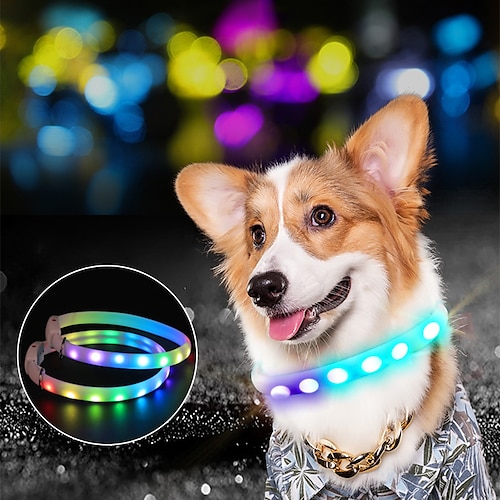 

LED Light Up Dog Collar USB Rechargeable LED Glowing Collar Pet Luminous Flashing Necklace Outdoor Walking Night Safety Supplies