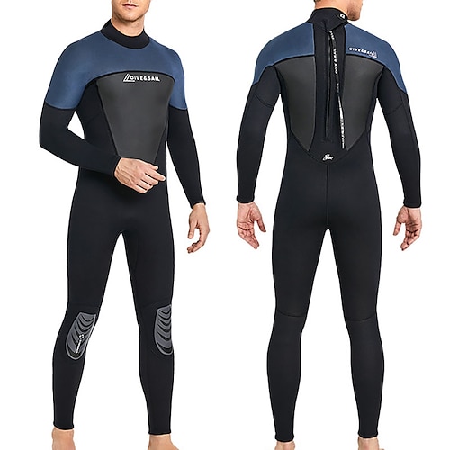 

Dive&Sail Men's Full Wetsuit 3mm SCR Neoprene Diving Suit Thermal Warm Windproof UPF50 High Elasticity Long Sleeve Full Body Back Zip Knee Pads - Swimming Diving Scuba Kayaking Patchwork Spring